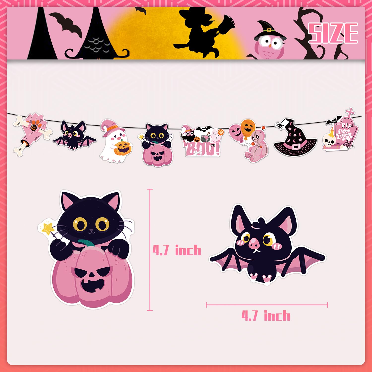 Amazon | ピンク ハロウィンデコレーション ハッピーハロウィンバナー